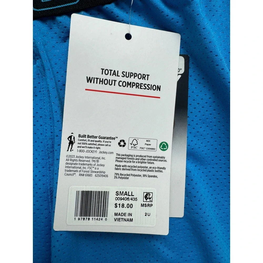Jockey Sport Stability Pouch Mens Long Leg Boxer Briefs Blue Small 9 Inch Inseam